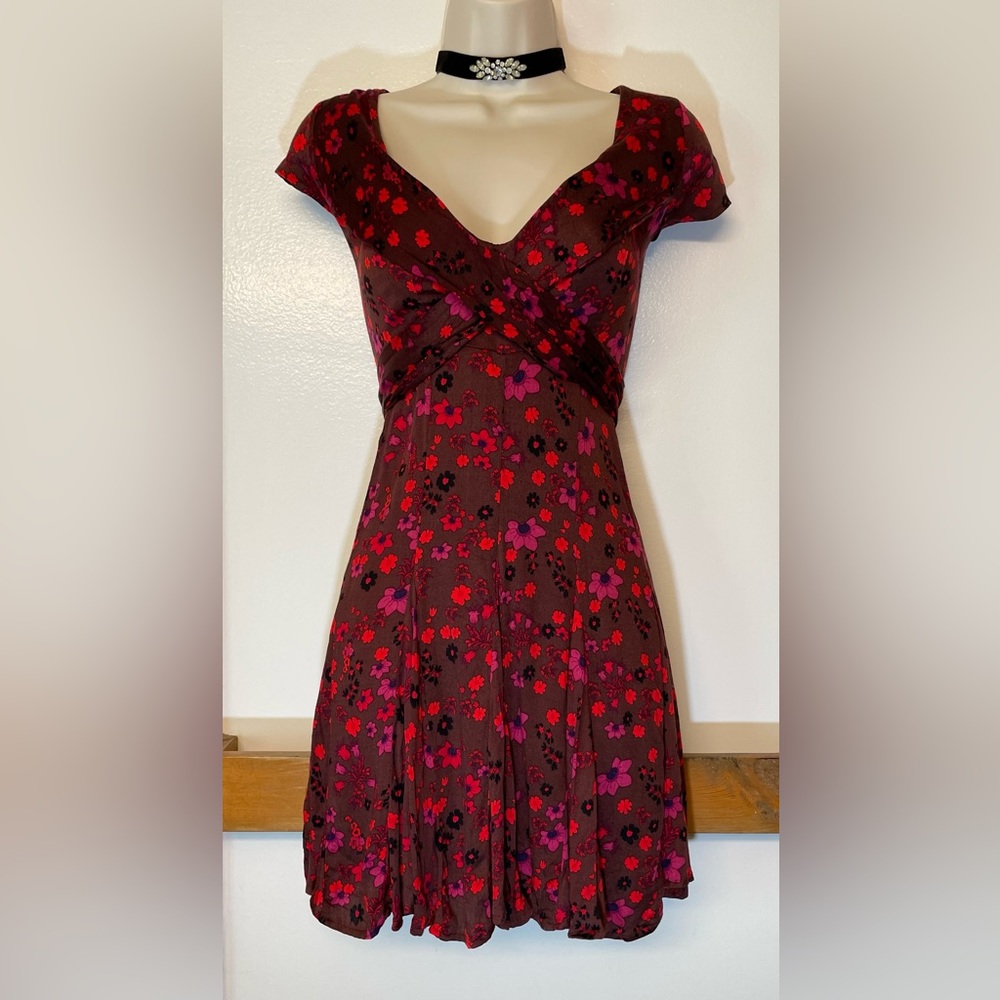 Free People “It Takes Two” Wrap Dress in Plum Combo Mini Dress (M) - Picture 9 of 11